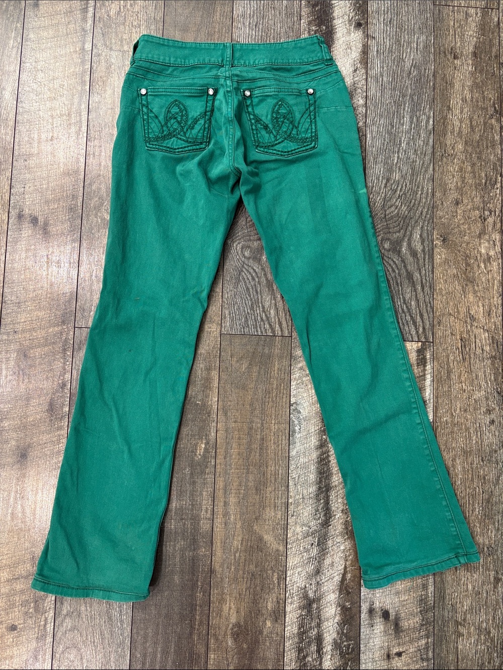 Wrangler Green Flare Jeans with Embroidered Back Pockets